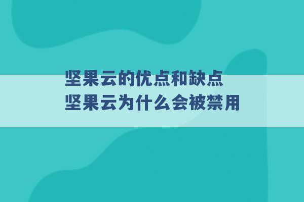 坚果云的优点和缺点 坚果云为什么会被禁用 -第1张图片-电信联通移动号卡网