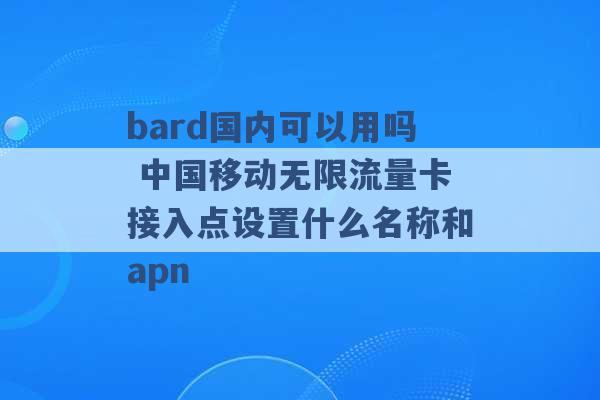 bard国内可以用吗 中国移动无限流量卡接入点设置什么名称和apn -第1张图片-电信联通移动号卡网