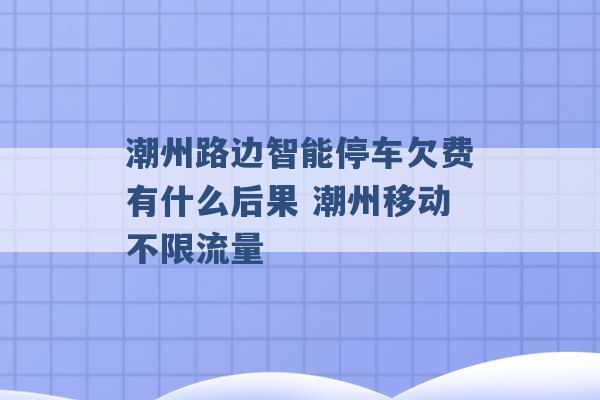 潮州路边智能停车欠费有什么后果 潮州移动不限流量 -第1张图片-电信联通移动号卡网