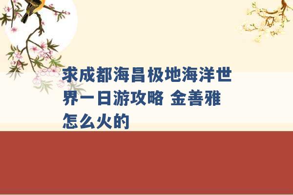 求成都海昌极地海洋世界一日游攻略 金善雅怎么火的 -第1张图片-电信联通移动号卡网