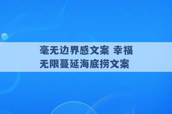 毫无边界感文案 幸福无限蔓延海底捞文案 -第1张图片-电信联通移动号卡网