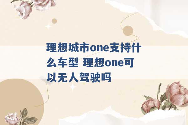 理想城市one支持什么车型 理想one可以无人驾驶吗 -第1张图片-电信联通移动号卡网