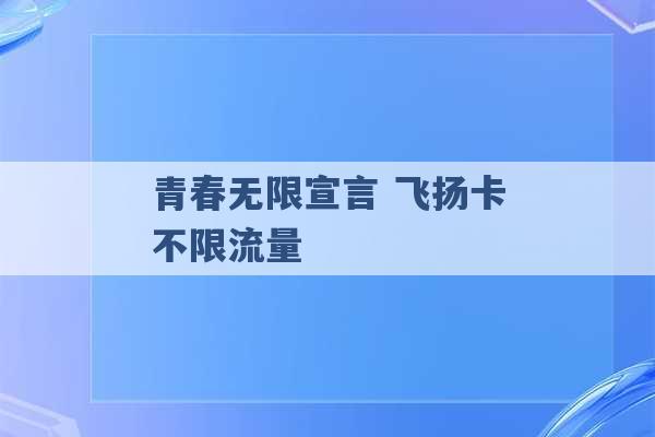 青春无限宣言 飞扬卡不限流量 -第1张图片-电信联通移动号卡网