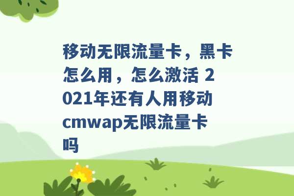 移动无限流量卡，黑卡怎么用，怎么激活 2021年还有人用移动cmwap无限流量卡吗 -第1张图片-电信联通移动号卡网