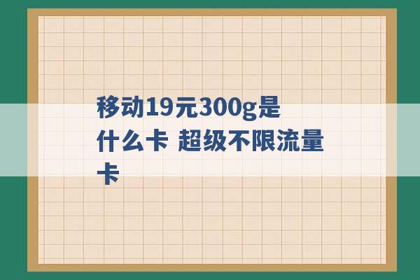 移动19元300g是什么卡 超级不限流量卡 -第1张图片-电信联通移动号卡网