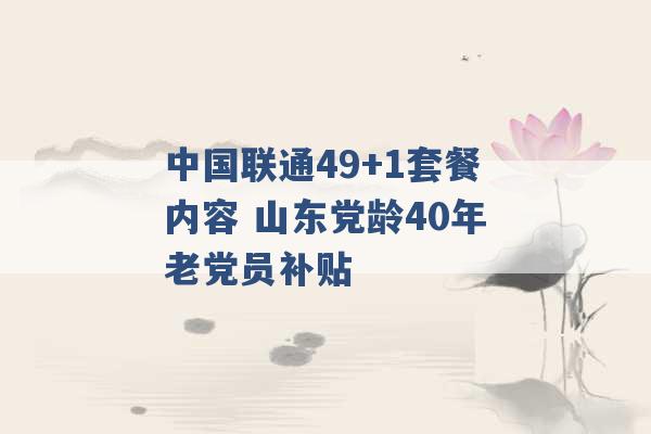 中国联通49+1套餐内容 山东党龄40年老党员补贴 -第1张图片-电信联通移动号卡网