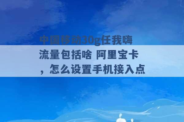 中国移动30g任我嗨流量包括啥 阿里宝卡，怎么设置手机接入点 -第1张图片-电信联通移动号卡网