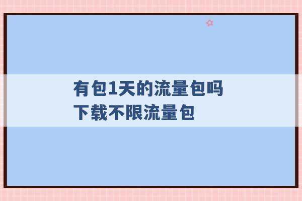 有包1天的流量包吗 下载不限流量包 -第1张图片-电信联通移动号卡网