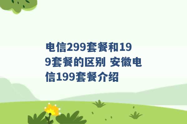 电信299套餐和199套餐的区别 安徽电信199套餐介绍 -第1张图片-电信联通移动号卡网