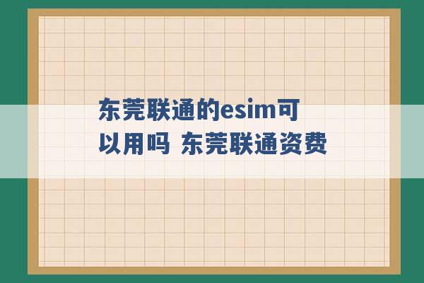 东莞联通的esim可以用吗 东莞联通资费 -第1张图片-电信联通移动号卡网