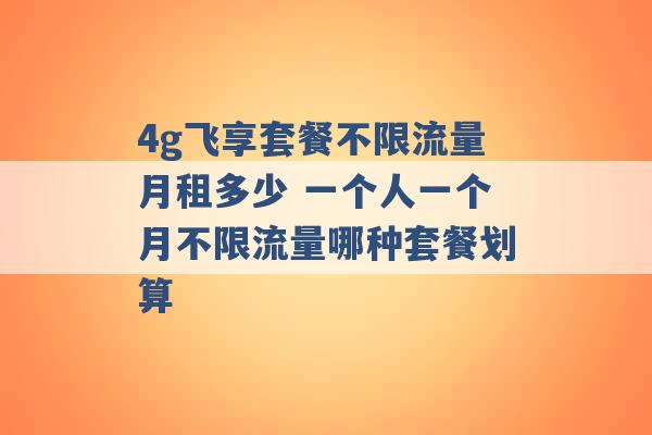 4g飞享套餐不限流量月租多少 一个人一个月不限流量哪种套餐划算 -第1张图片-电信联通移动号卡网