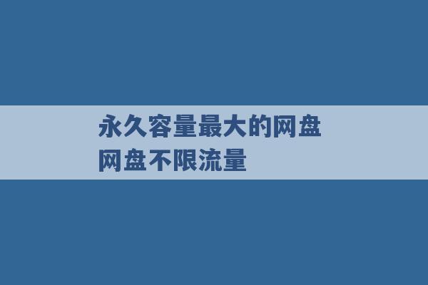 永久容量最大的网盘 网盘不限流量 -第1张图片-电信联通移动号卡网