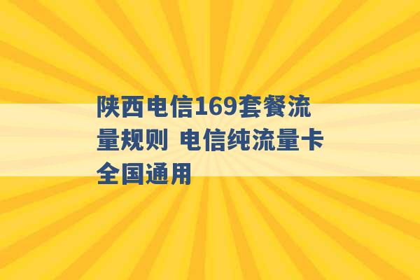 陕西电信169套餐流量规则 电信纯流量卡全国通用 -第1张图片-电信联通移动号卡网