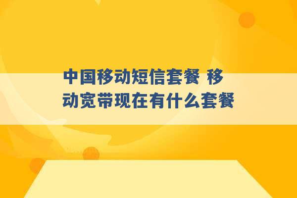 中国移动短信套餐 移动宽带现在有什么套餐 -第1张图片-电信联通移动号卡网