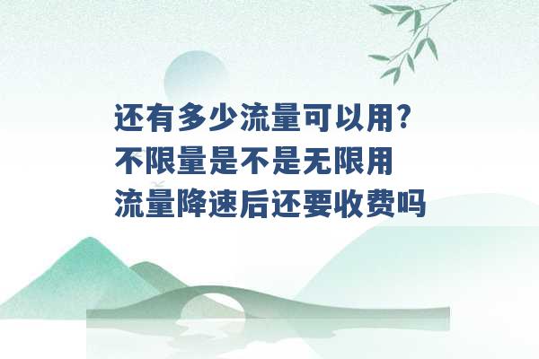 还有多少流量可以用?不限量是不是无限用 流量降速后还要收费吗 -第1张图片-电信联通移动号卡网