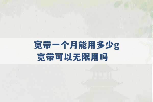 宽带一个月能用多少g 宽带可以无限用吗 -第1张图片-电信联通移动号卡网