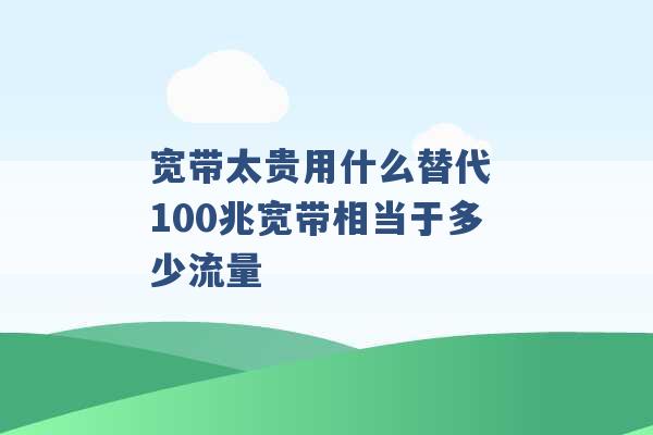 宽带太贵用什么替代 100兆宽带相当于多少流量 -第1张图片-电信联通移动号卡网