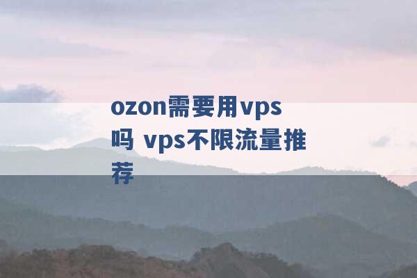 ozon需要用vps吗 vps不限流量推荐 -第1张图片-电信联通移动号卡网