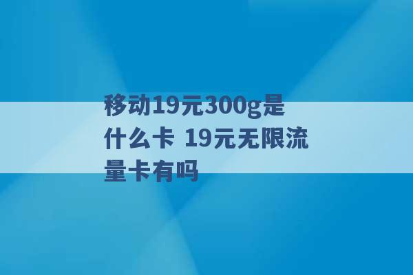 移动19元300g是什么卡 19元无限流量卡有吗 -第1张图片-电信联通移动号卡网