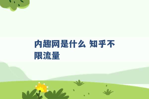 内趣网是什么 知乎不限流量 -第1张图片-电信联通移动号卡网