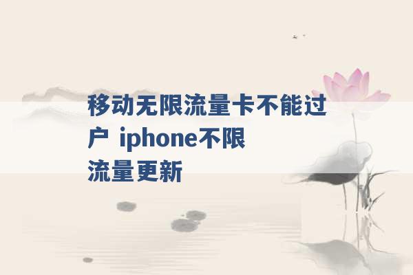 移动无限流量卡不能过户 iphone不限流量更新 -第1张图片-电信联通移动号卡网