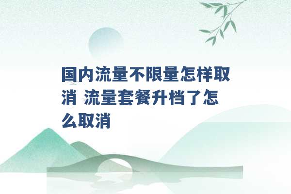 国内流量不限量怎样取消 流量套餐升档了怎么取消 -第1张图片-电信联通移动号卡网