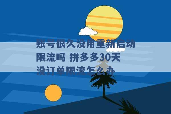 账号很久没用重新启动限流吗 拼多多30天没订单限流怎么办 -第1张图片-电信联通移动号卡网