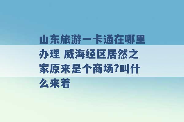 山东旅游一卡通在哪里办理 威海经区居然之家原来是个商场?叫什么来着 -第1张图片-电信联通移动号卡网