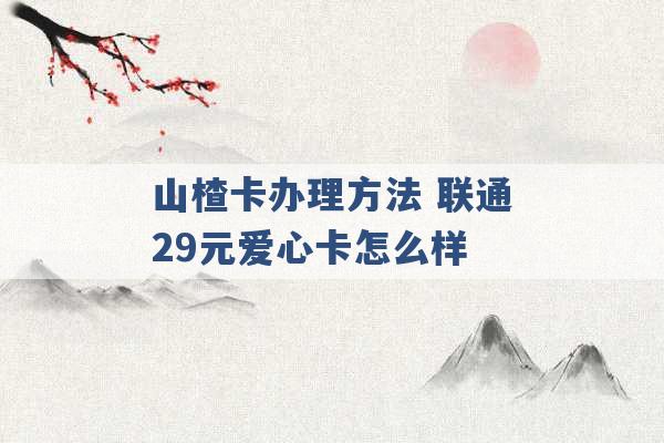 山楂卡办理方法 联通29元爱心卡怎么样 -第1张图片-电信联通移动号卡网