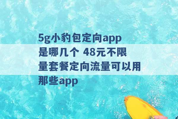 5g小豹包定向app是哪几个 48元不限量套餐定向流量可以用那些app -第1张图片-电信联通移动号卡网