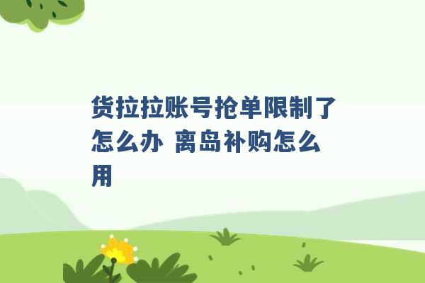 货拉拉账号抢单限制了怎么办 离岛补购怎么用 -第1张图片-电信联通移动号卡网