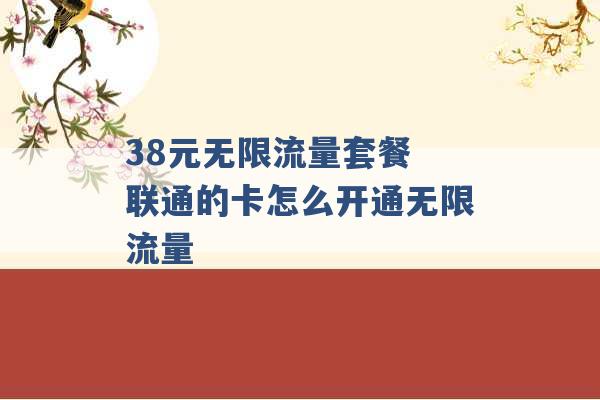 38元无限流量套餐 联通的卡怎么开通无限流量 -第1张图片-电信联通移动号卡网