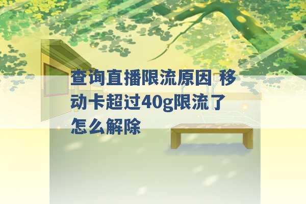 查询直播限流原因 移动卡超过40g限流了怎么解除 -第1张图片-电信联通移动号卡网