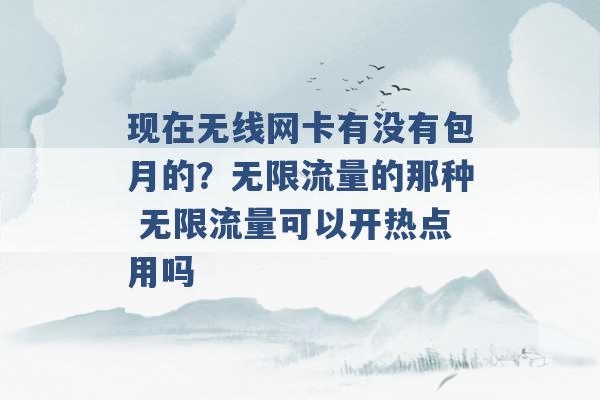 现在无线网卡有没有包月的？无限流量的那种 无限流量可以开热点用吗 -第1张图片-电信联通移动号卡网