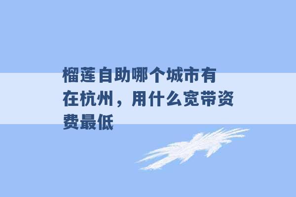 榴莲自助哪个城市有 在杭州，用什么宽带资费最低 -第1张图片-电信联通移动号卡网