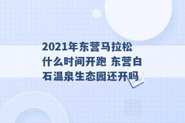 2021年东营马拉松什么时间开跑 东营白石温泉生态园还开吗 -第1张图片-电信联通移动号卡网