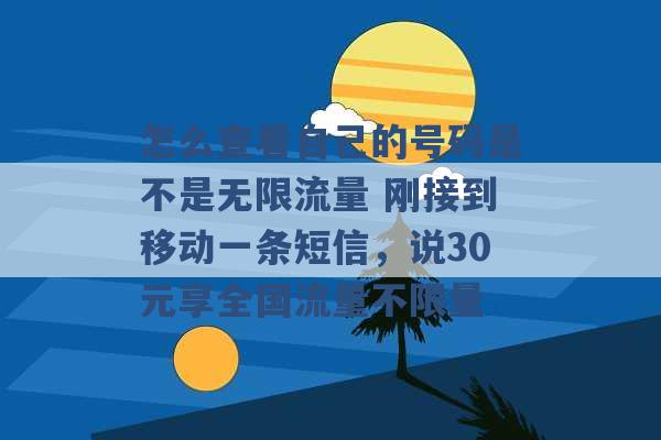 怎么查看自己的号码是不是无限流量 刚接到移动一条短信，说30元享全国流量不限量 -第1张图片-电信联通移动号卡网