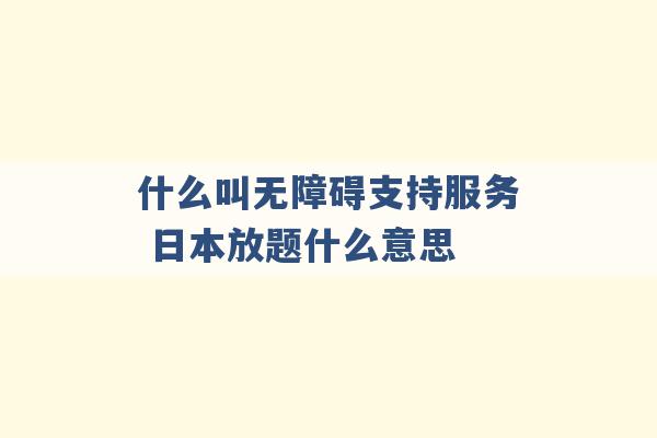 什么叫无障碍支持服务 日本放题什么意思 -第1张图片-电信联通移动号卡网