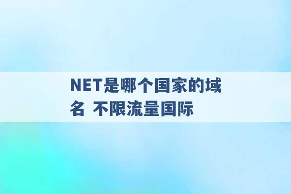 NET是哪个国家的域名 不限流量国际 -第1张图片-电信联通移动号卡网