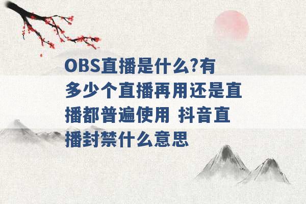 OBS直播是什么?有多少个直播再用还是直播都普遍使用 抖音直播封禁什么意思 -第1张图片-电信联通移动号卡网