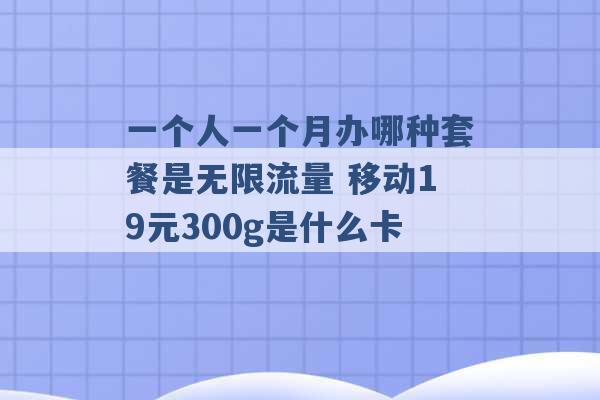 一个人一个月办哪种套餐是无限流量 移动19元300g是什么卡 -第1张图片-电信联通移动号卡网