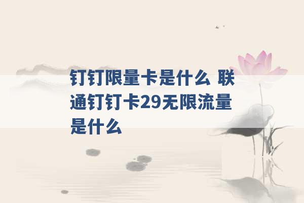 钉钉限量卡是什么 联通钉钉卡29无限流量是什么 -第1张图片-电信联通移动号卡网