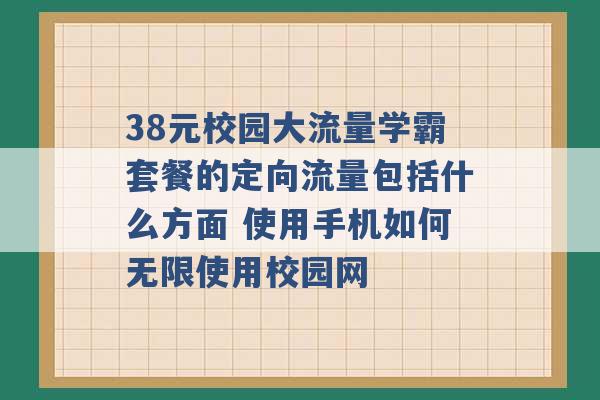 38元校园大流量学霸套餐的定向流量包括什么方面 使用手机如何无限使用校园网 -第1张图片-电信联通移动号卡网