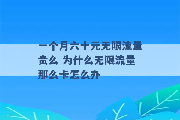 一个月六十元无限流量贵么 为什么无限流量那么卡怎么办 -第1张图片-电信联通移动号卡网