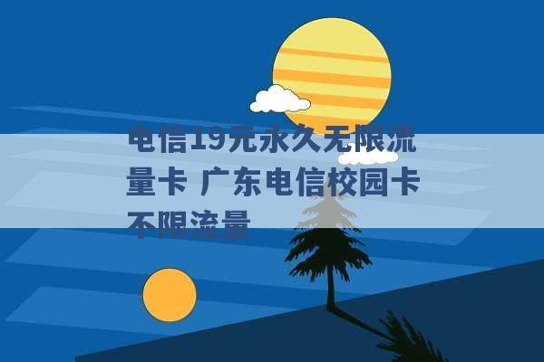 电信19元永久无限流量卡 广东电信校园卡不限流量 -第1张图片-电信联通移动号卡网