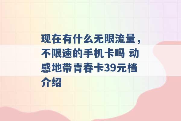 现在有什么无限流量，不限速的手机卡吗 动感地带青春卡39元档介绍 -第1张图片-电信联通移动号卡网