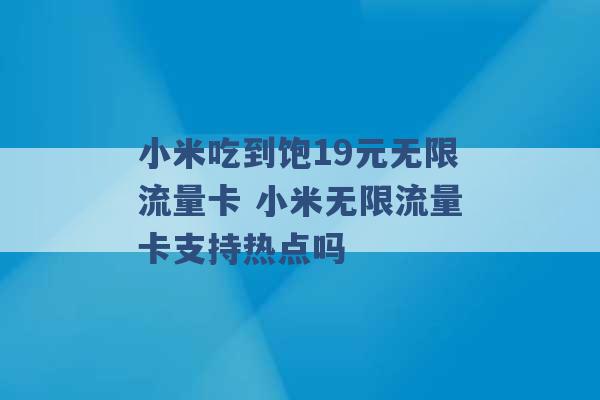 小米吃到饱19元无限流量卡 小米无限流量卡支持热点吗 -第1张图片-电信联通移动号卡网