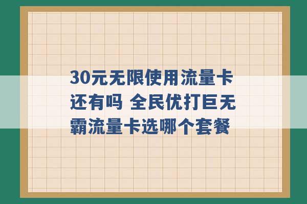 30元无限使用流量卡还有吗 全民优打巨无霸流量卡选哪个套餐 -第1张图片-电信联通移动号卡网