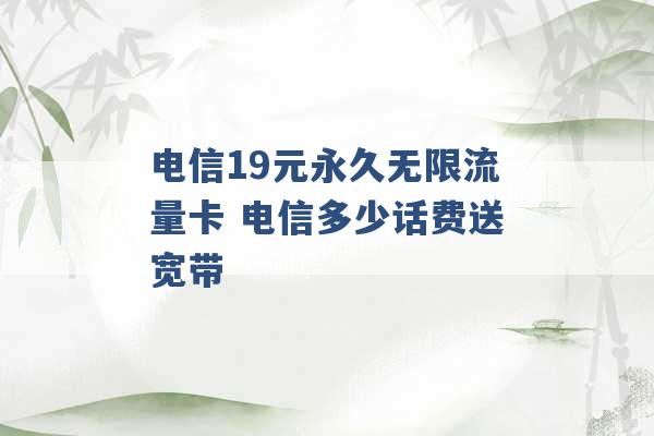 电信19元永久无限流量卡 电信多少话费送宽带 -第1张图片-电信联通移动号卡网