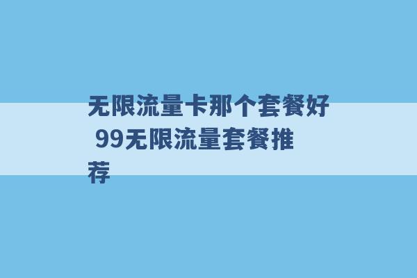 无限流量卡那个套餐好 99无限流量套餐推荐 -第1张图片-电信联通移动号卡网